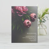 Realistische dramatische bloemenbruiloft pioenroze kaart (Staand voorkant)