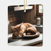 Realistische fijne kattenfotografie als kunst keramisch ornament (Links)