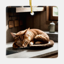 Realistische fijne kattenfotografie als kunst keramisch ornament