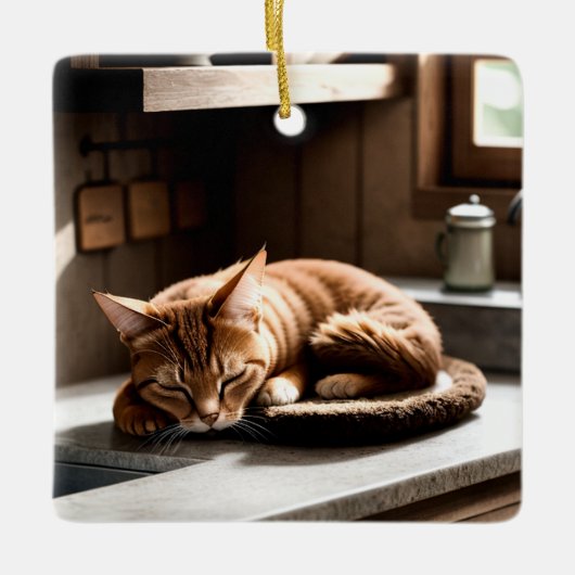 Realistische fijne kattenfotografie als kunst keramisch ornament (Voorkant)