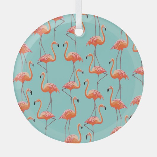 Realistische flamingo: vogelpatroon glas ornament (Voorkant)