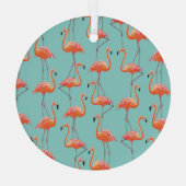 Realistische flamingo: vogelpatroon glas ornament (Achterkant)