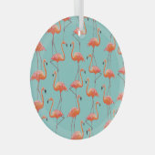 Realistische flamingo: vogelpatroon glas ornament (Voorkant Rechts)