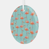 Realistische flamingo: vogelpatroon glas ornament (Voorkant links)