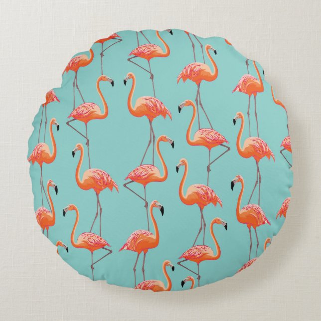 Realistische flamingo:  vogelpatroon rond kussen (Voorkant)