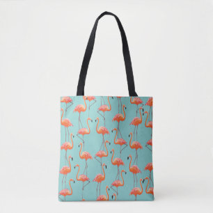 Realistische flamingo:  vogelpatroon tote bag