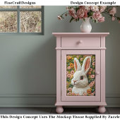 Realistische geborduurde witte konijn BZ7 Decoupag Tissuepapier