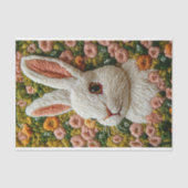 Realistische geborduurde witte konijn BZ7 Decoupag Tissuepapier (Voorkant)