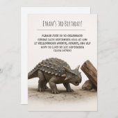 Realistische gepantserde dinosaurus in de buurt va kaart (Voorkant / Achterkant)