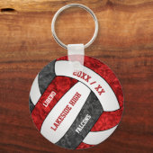 realistische girale volleybal met rode zwarte team sleutelhanger (Voorkant)
