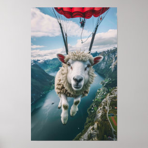 Realistische Go Pro Afbeelding van een schaap met  Poster