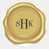 Realistische gouden wasmedaillon handtekeningstemp ronde sticker (Voorkant)