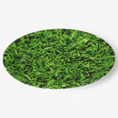 Realistische grasfoto textuur grappig helder groen papieren bordje (Gekanteld)