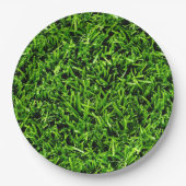 Realistische grasfoto textuur grappig helder groen papieren bordje (Voorkant)