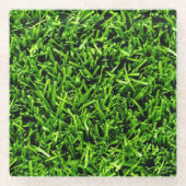 Realistische grasfoto textuur leuke heldere groene glazen onderzetter (Voorkant)