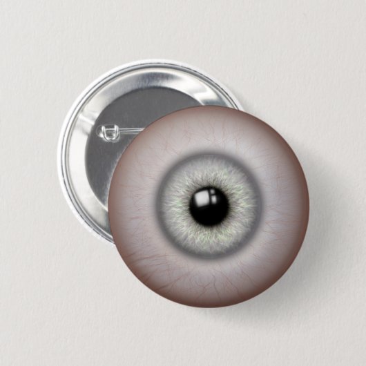 Realistische Grey Iris Eyeball Button (Voorkant /achterkant)