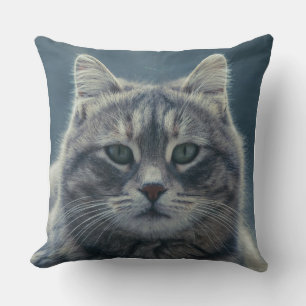 Realistische Grijze Tabby Kat Kattengezicht Decora Kussen