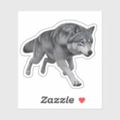 Realistische Grijze Wolf 3D Digitale Kunst Uitgest Sticker (Vel)