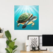 Realistische Groene Schildpad Poster (Thuiskantoor)