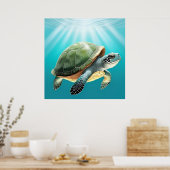 Realistische Groene Schildpad Poster (Keuken)