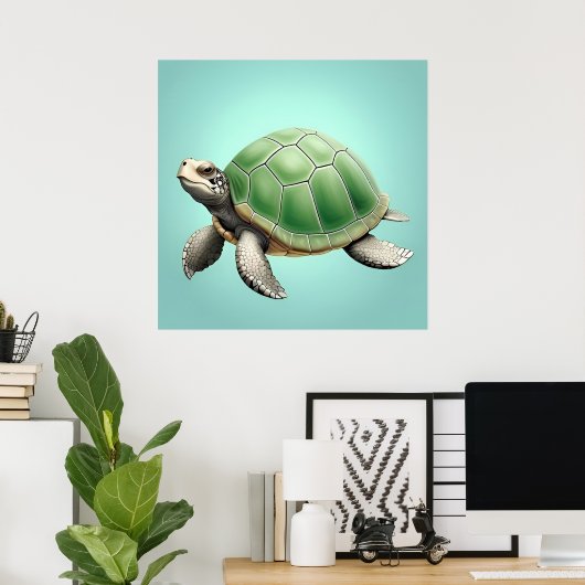Realistische groene schildpad poster (Thuiskantoor)