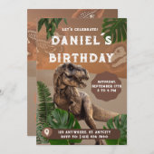 Realistische Groene Witte Dinosaurus Verjaardag Ui Kaart (Voorkant / Achterkant)