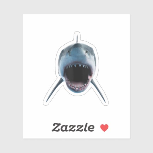 realistische grote witte haai Aanval voor liefhebb Sticker (Vel)