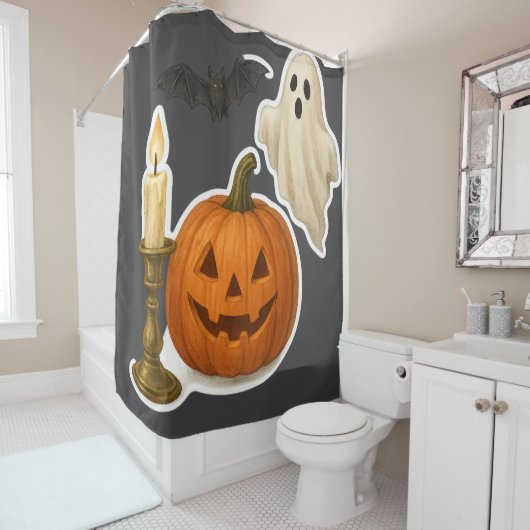 Realistische Halloween Sticker Douchegordijn (In situ)