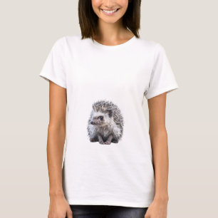Realistische handgetekende stekelige kleine egel v t-shirt