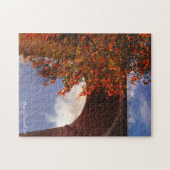 Realistische herfstboom met rode bladeren in Newqu Legpuzzel (Horizontaal)