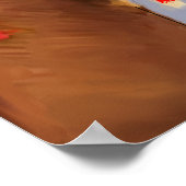 Realistische herfstboom met rode bladeren in Newqu Poster (Hoek)