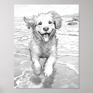 Realistische hond volwassen kleuring poster