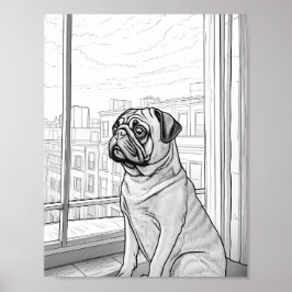 Realistische hond volwassen kleuring poster