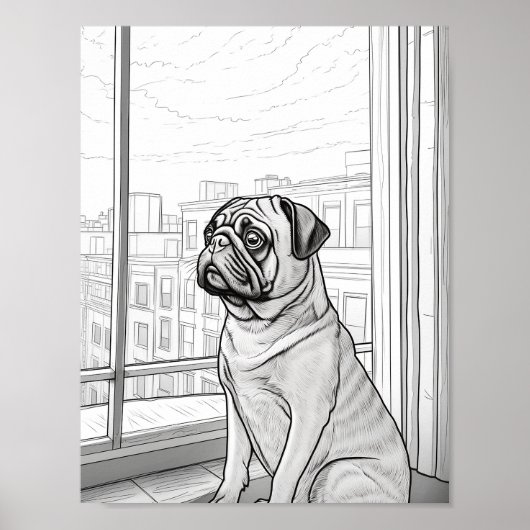 Realistische hond volwassen kleuring poster (Voorkant)