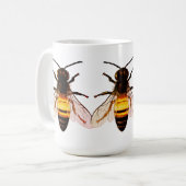 Realistische Honey Bee Art Illustratie Koffiemok (Voorkant links)