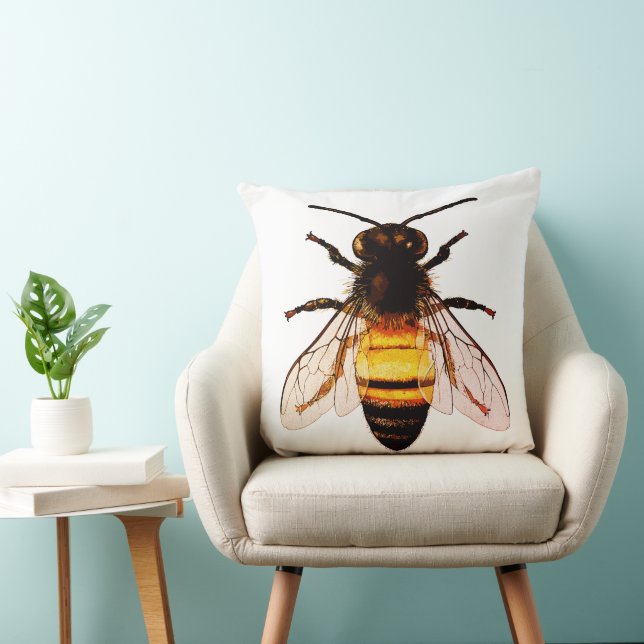 Realistische Honey Bee Art Illustratie Kussen (Stoel)