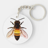 Realistische Honey Bee Art Illustratie Sleutelhanger (Achterkant)