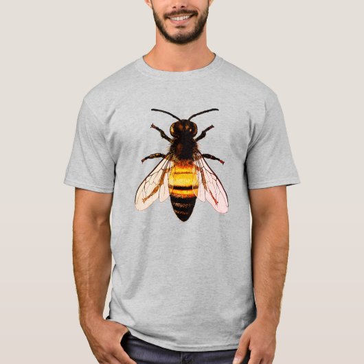 Realistische Honey Bee Art Illustratie T-shirt (Voorkant)