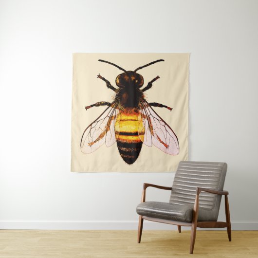 Realistische Honey Bee Art Illustratie Wandkleed (In situ)