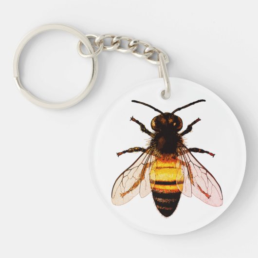 Realistische honingbij kunstillustratie sleutelhanger (Voorkant)