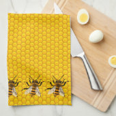 Realistische honingbijen op honingraat theedoek (Quarter Fold)