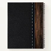Realistische houten en gestikte leertextuur notitieboek (Achterkant)