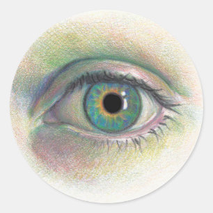 Realistische Human Eye Art in Regenboogtinten Ronde Sticker