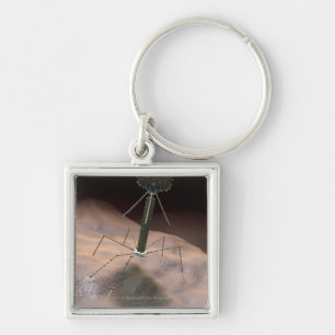 Realistische illustratie van bacteriofaag sleutelhanger