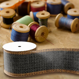 Realistische jute textuur eenvoudig & rustiek hout grosgrain lint
