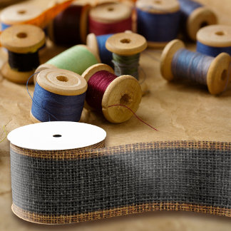 Realistische jute textuur eenvoudig & rustiek hout grosgrain lint
