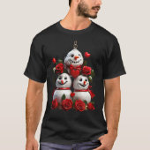 Realistische kerstbellen. Feestelijke rode rozen T-shirt (Voorkant)