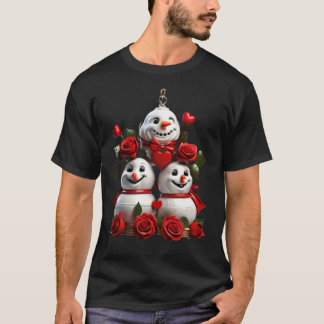 Realistische kerstbellen. Feestelijke rode rozen T-shirt