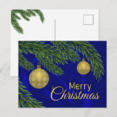 Realistische kerstboom met gouden decor briefkaart (Voorkant / Achterkant)