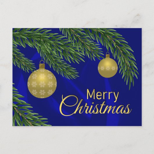 Realistische kerstboom met gouden decor briefkaart (Voorkant)